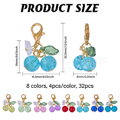 32 шт. подвеска из акрила и стекла 8 цветов вишневого цвета&nbsp;HJEW-CA00041