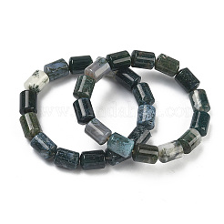 Braccialetti elastici in perle di agata muschiata naturale a colonna per donne e uomini&nbsp;BJEW-A148-01A-28