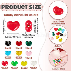 20 Stück 10 Farben Messing-Emaille-Perlen&nbsp;KK-TA0008-47
