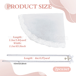 Brautschleier aus Polyester und Handgelenksanstecker aus Polyesterkordel für die Hochzeit&nbsp;HJEW-BC00090-02