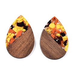 Большие подвески из прозрачной смолы и орехового дерева RESI-T058-05K