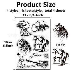 4 pz 4 stili di timbri trasparenti in plastica PVC&nbsp;DIY-WH0619-0017