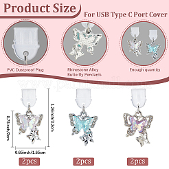 6 шт. 3-х цветные пластиковые мобильные пылезащитные заглушки&nbsp;HJEW-CN00016