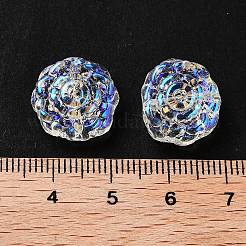 スプレー塗り透明ガラス・ビーズ  花のチャーム  暗い蘭  15x15x6mm  穴：1.2mm&nbsp;GLAA-D038-01M