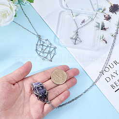 3 шт. 3 стиля 304 нержавеющая сталь кубовидная цепочка макраме мешочек пустой держатель для камня изготовление ожерелья&nbsp;NJEW-BBC0001-41P