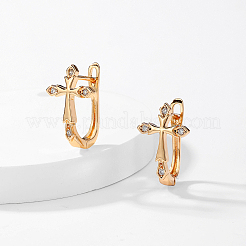 Элегантные серьги-кольца из латуни с прозрачным кубическим цирконием AK0383