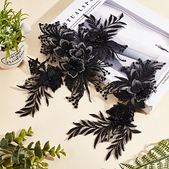 Цветочная полиэстеровая компьютерная вышивка DIY-WH0366-39