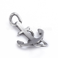 レトロ 304 ステンレススチールリンク  レザーコードブレスレット作り用  アンカー  アンティークシルバー  31.5x18x2.5mm  穴：4mm&nbsp;STAS-L243-029AS