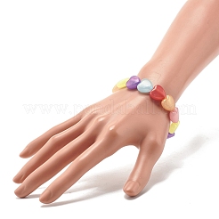 女性のためのキャンディーカラーハートビーズストレッチブレスレット  カラフル  内径：2-1/8インチ（5.3cm）&nbsp;BJEW-JB07631