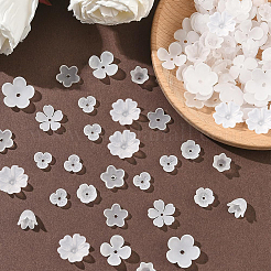 600種類のアクリルビーズキャップ10個  花  ホワイト  8~17x6~18x2.5~10.5mm  穴：1.2~2mm  60個/スタイル&nbsp;OACR-SC0002-37