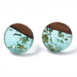 Fornituras de aretes de resina transparente y madera de nogal&nbsp;X-MAK-N032-007A-F02