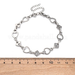 Браслеты из нержавеющей стали 304 с цепочкой в форме сердца для мужчин и женщин BJEW-D042-37P