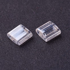 MIYUKIティラビーズ  日本製シードビーズ  2穴  （TL160)クリスタルの光沢  5x5x1.9mm  穴：0.8mm  約118個/10g&nbsp;X-SEED-J020-TL160