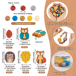 69 шт. 12 стильных экологически чистых силиконовых бусины для пищевых продуктов SIL-BT0001-06