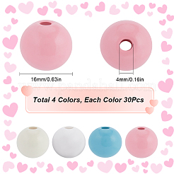 120шт 4 цвета окрашенные бусины из натурального дерева WOOD-SP0001-11B