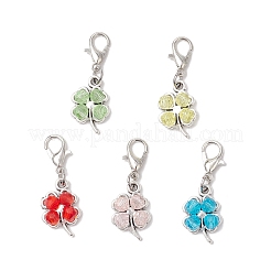 Подвесные украшения из стеклянного клевера&nbsp;HJEW-JM03397