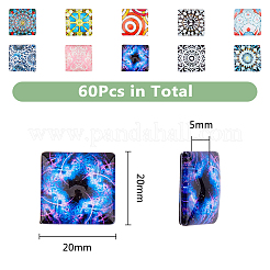 Мозаика напечатаны стеклянные кабошоны GGLA-DC0001-03B