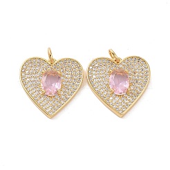 Сердце латунные микро проложить кубического циркония подвески KK-G435-02G-06