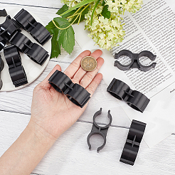 プラスチック二重管クランプ  パイプクランプ接続  シェルフ ポール コネクタ  ブラック  67.5x29x22mm  内径：23.5mm&nbsp;LS-FIND-WH0036-40
