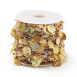 Стеклянные плоские круглые с эмалевыми цепочками от сглаза CHC-G017-23G-04