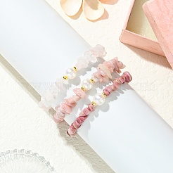 Set di 3 braccialetti elastici con perline di perle d'acqua dolce coltivate naturali e coltivate&nbsp;BJEW-JB13762