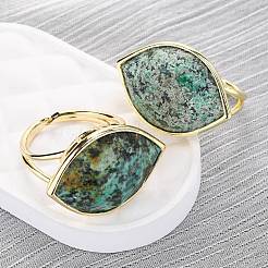 Кольца-манжеты из натуральной африканской бирюзы (яшмы) с конским глазом&nbsp;RJEW-M076-04G-06