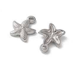304ステンレスペンダント  ヒトデのチャーム  ステンレス鋼色  13.5x10x3mm  穴：1.6mm&nbsp;STAS-I330-058P