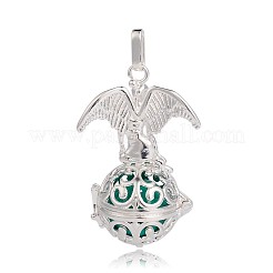 Серебряные позолоченные латунные полые круглые подвески в клетке&nbsp;LS-KK-J248-07S