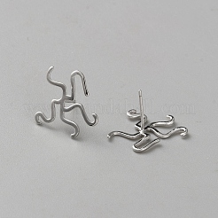 Фурнитура для сережек-гвоздиков из стерлингового серебра с ромбиевым покрытием STER-WH0061-38P