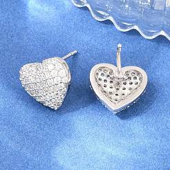 Messing Micro Pave klare Zirkonia Ohrstecker&nbsp;EJEW-G471-31P-02