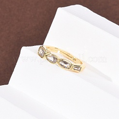Регулируемые латунные кольца с микропаве из кубического циркония для женщин&nbsp;RJEW-K264-03G