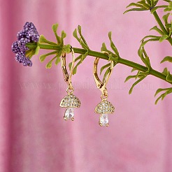 Прозрачные серьги с фианитами и грибами EJEW-SW00011-24