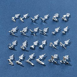 女性用合金スタッドピアス2組  925つのスターリングシルバーピン付き  銀  花  10mm&nbsp;EJEW-FS0001-27E