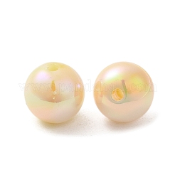 虹色のabsプラスチックビーズ  ラウンド  ナバホホワイト  12x11.5mm  穴：2mm&nbsp;RESI-Z015-03G