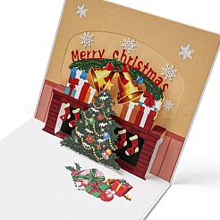 Rechteckige 3D-Popup-Grußkarte aus Papier mit Weihnachtsbaum&nbsp;AJEW-P124-D01