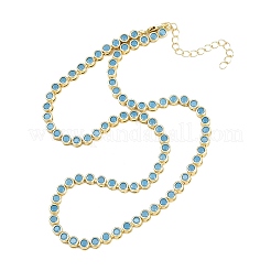 Collares de eslabones de cadena de latón con circonitas cúbicas planas redondas pavé&nbsp;KK-CBA960E-19G