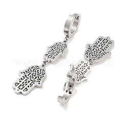 Не тускнеющие серьги-подвески с изображением руки хамсы из нержавеющей стали 304&nbsp;EJEW-L283-062P