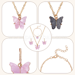 Collana con ciondolo a farfalla in plastica&nbsp;SJEW-AN0001-33