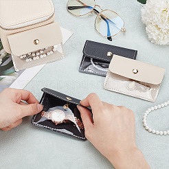 Портативные коробки для хранения ювелирных изделий из искусственной кожи на молнии с 4 вставным мешком&nbsp;CON-WH0202-001B