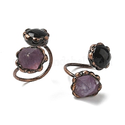 Natürliche Amethyst- und Obsidianringe&nbsp;RJEW-B122-04R-03