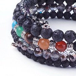 Bracelets de chaîne en pierre de lave naturelle et pierres précieuses mixtes&nbsp;BJEW-E363-01B