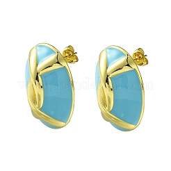 Овальные серьги-гвоздики из латуни EJEW-C072-02G