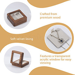 Cajas de madera para guardar insignias con ventana transparente y tapa magnética.&nbsp;CON-WH0107-101B