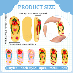 60 Stück 6 Stile Frucht-Cabochons aus undurchsichtigem Harz&nbsp;RESI-ME0001-28
