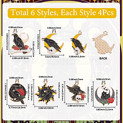 24 Stück 6 Stile Legierung Emaille Anhänger&nbsp;ENAM-SC0006-40