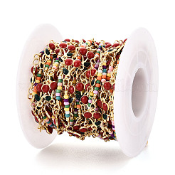 Латунные эмалевые цепочки из вишневых звеньев KK-T074-77G