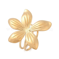 304ステンレススチールカフリング  花  ゴールドカラー  30x27.5mm  内径：17mm&nbsp;RJEW-D306-17G