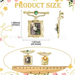 2 шт. 2 стиля квадрат и прямоугольник с цветком брошь из искусственного жемчуга ABS сплава&nbsp;JEWB-CJ0001-92