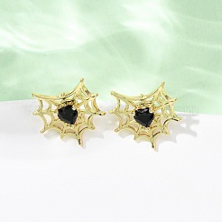 Латунные микро проложить серьги стержня кубического циркония&nbsp;LS-EJEW-Z156-02G-02