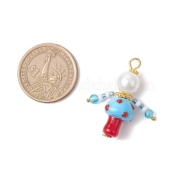 3 шт. 3-х цветные стеклянные бусины в виде грибов-человечков PALLOY-MZ00825